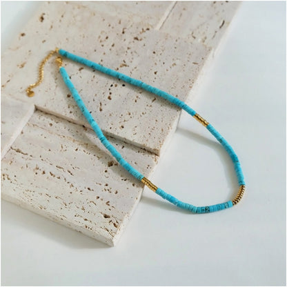 Turquoise Necklace with Gold Dividers Avery