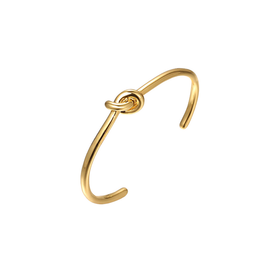 Gold-plated love knot Bangle Bracelet in white background