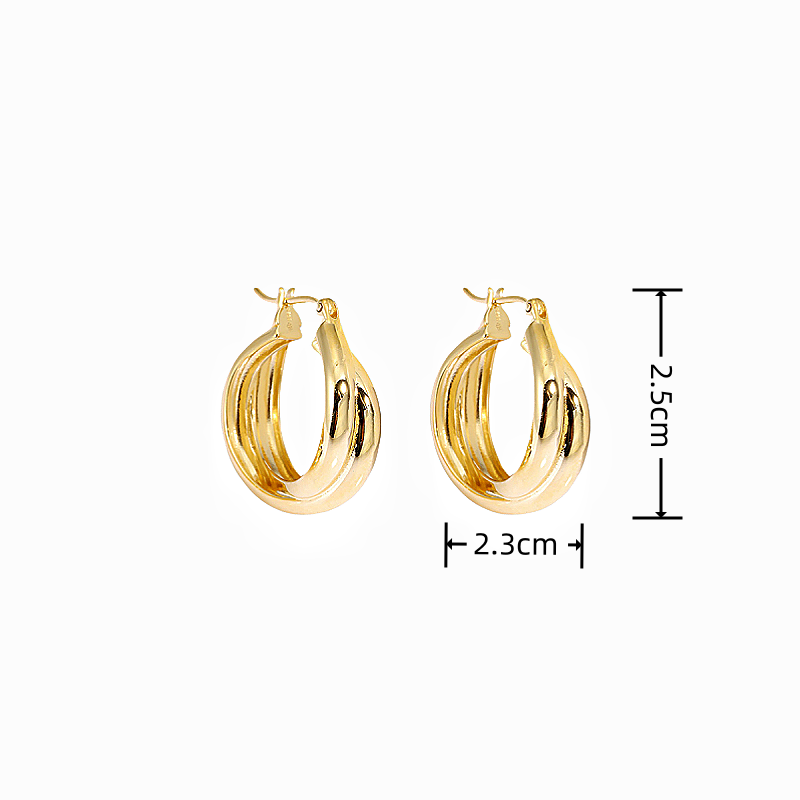 18k Gold-plated Sterling Silver Hoop Earrings Charlotte size indicator