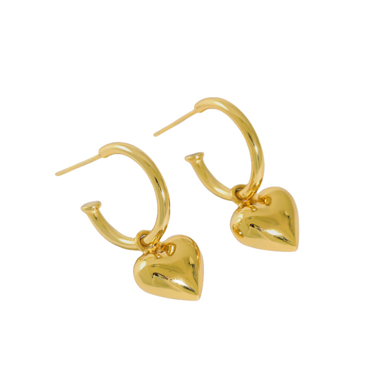 Yellow gold plated Sterling Silver Heart Drop Earrings Leona product image
