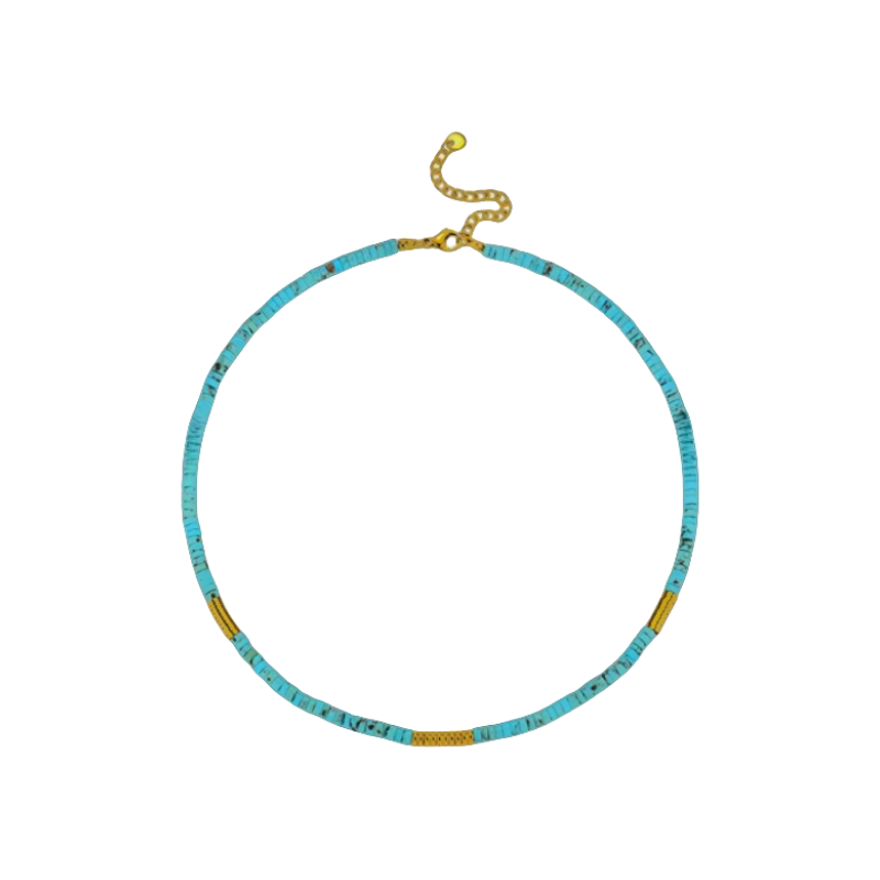 Turquoise Necklace with Gold Dividers Avery