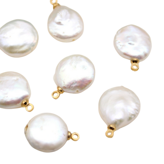 Baroque Pearl Button Charm Pendants 3PCS in white background image