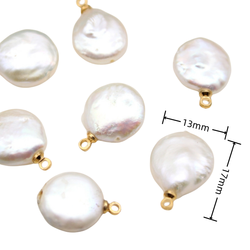 Baroque Pearl Button Charm Pendants 3PCS size indicator image