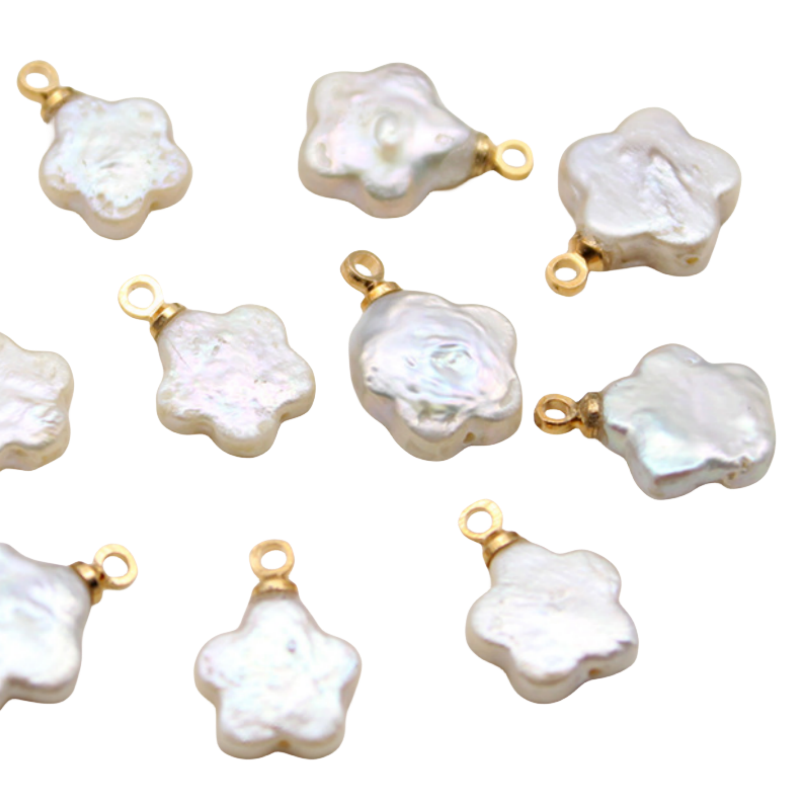 Baroque Pearl Flower Charm Pendants 3PCS