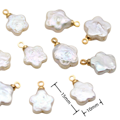 Baroque Pearl Flower Charm Pendants 3PCS