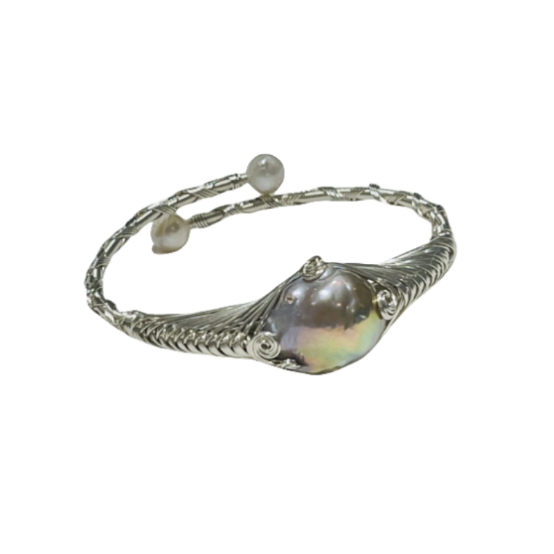 Chunky Baroque Pearl Bracelet Open End Silvia B