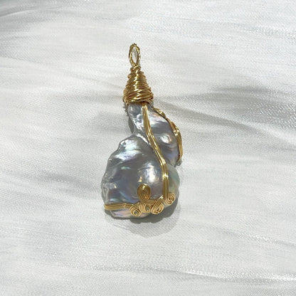 Chunky Baroque Pearl Pendant K BACK IMAGE