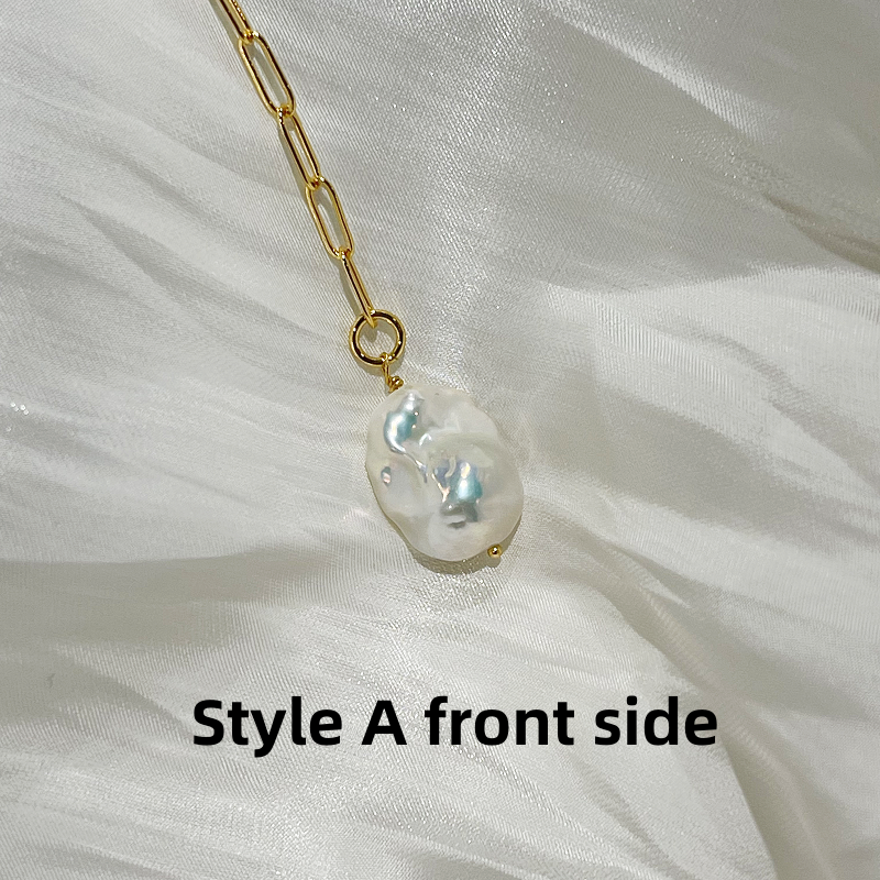 baroque pearl pendant necklace josie style a front side