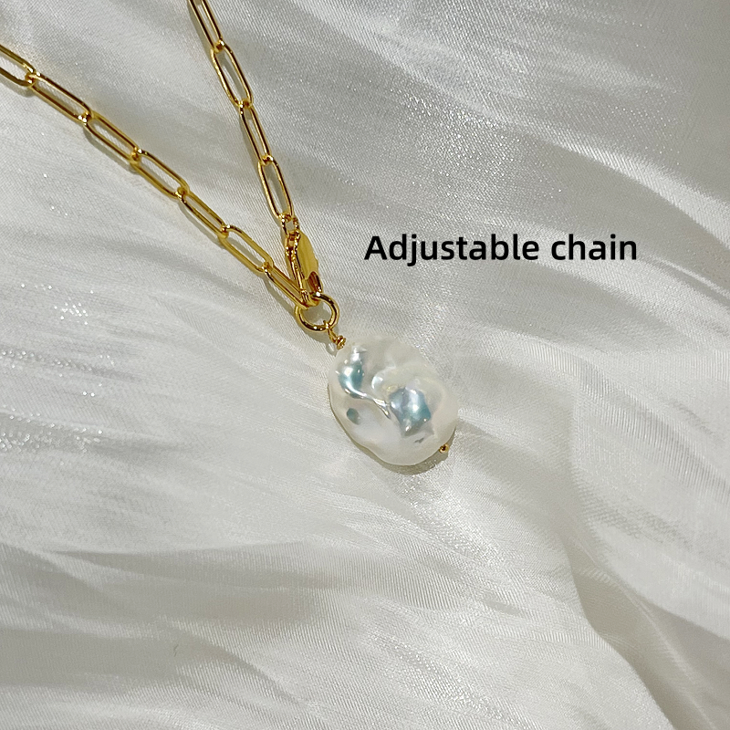 baroque pearl pendant necklace josie in white satin fabric