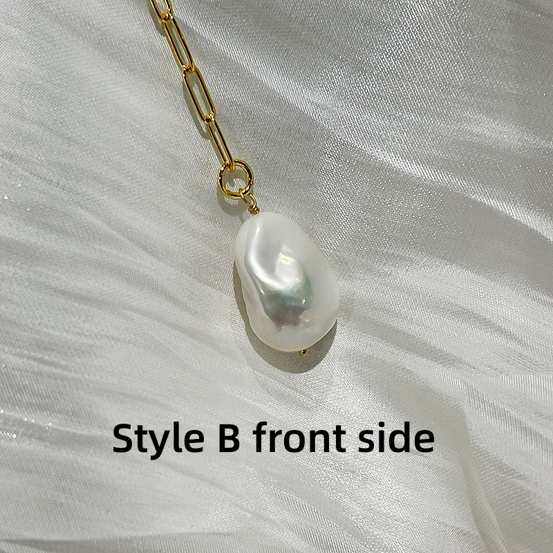 baroque pearl pendant necklace josie style a front side