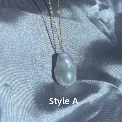 Chunky baroque pearl pendant necklace Priscilla style A studio image