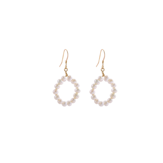 Classic Freshwater Pearl Hoop Earrings 14k Gold Filling Fanny product image with white background