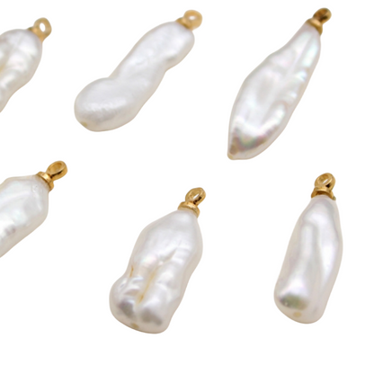 Baroque Pearl Long Biwa Charm Pendant 3PCS