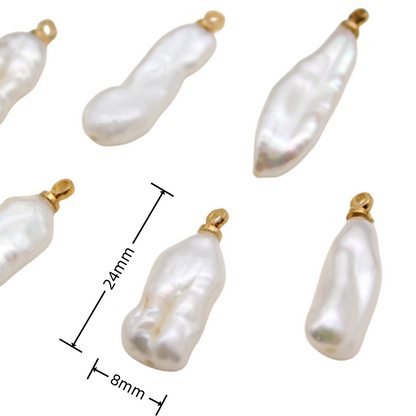 Baroque Pearl Long Biwa Charm Pendant 3PCS