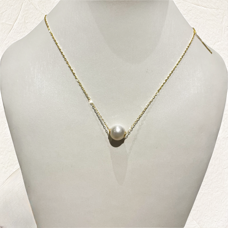 Freshwater Pearl Floating Necklace Sterling Silver Ora