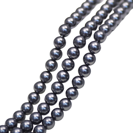 Loose Black Glass Pearl Beads