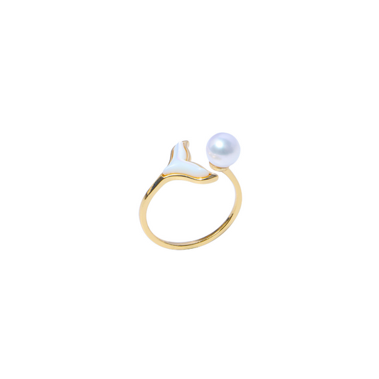 Mermaid Freshwater Pearl 6.5-7mm Open Ring Sadie with white background