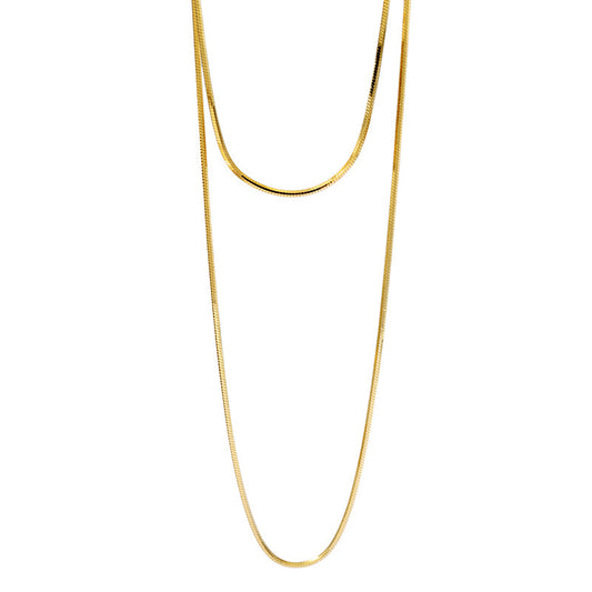 Gold Plated Silver Snake Chain Necklace 120cm Ally in white background