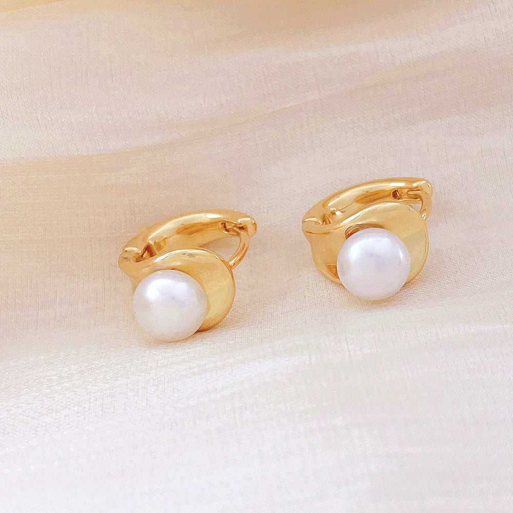 Pearl Huggie Earrings 