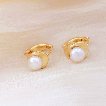 Pearl Huggie Earrings 