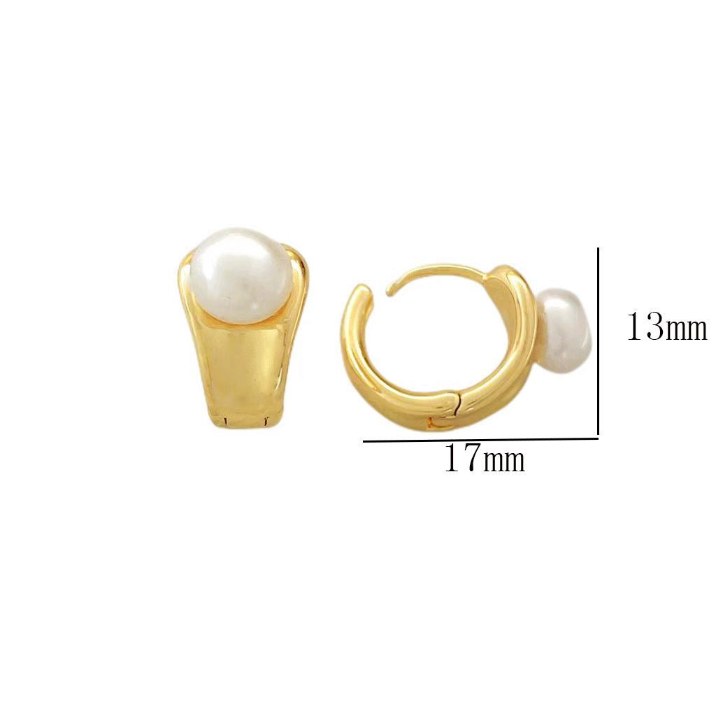 Pearl Huggie Earrings Size