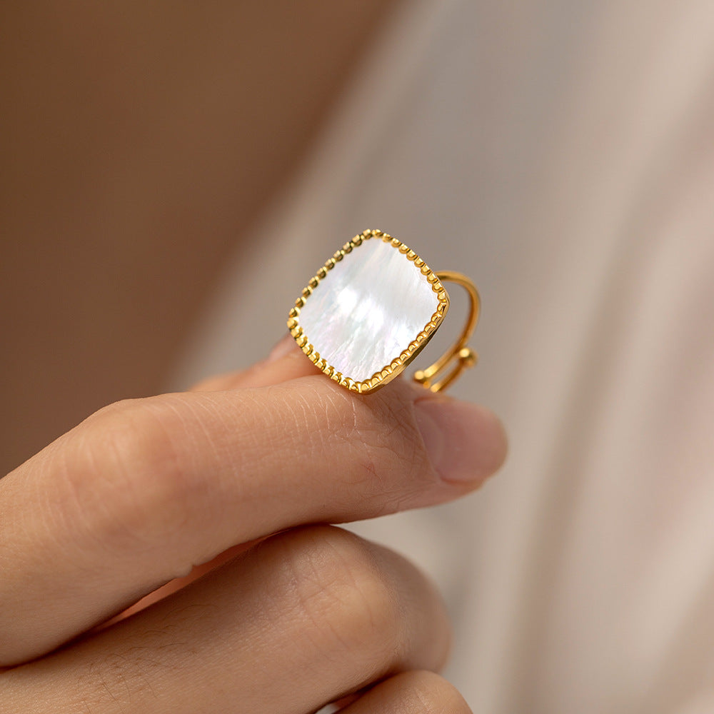 Mother of Pearl Adjustable Ring Vanessa model display image