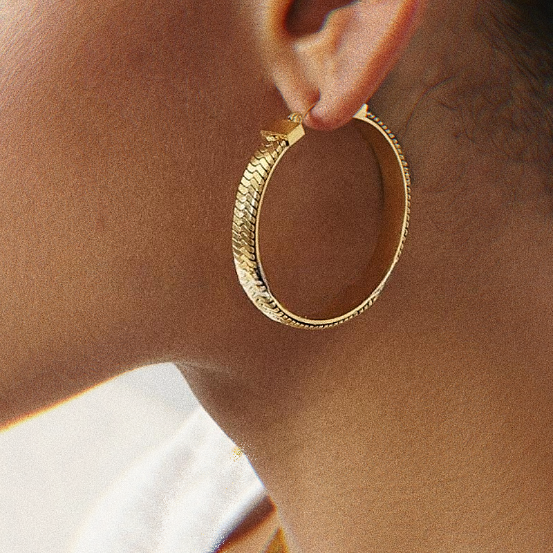 Herring Bone Hoop Earrings