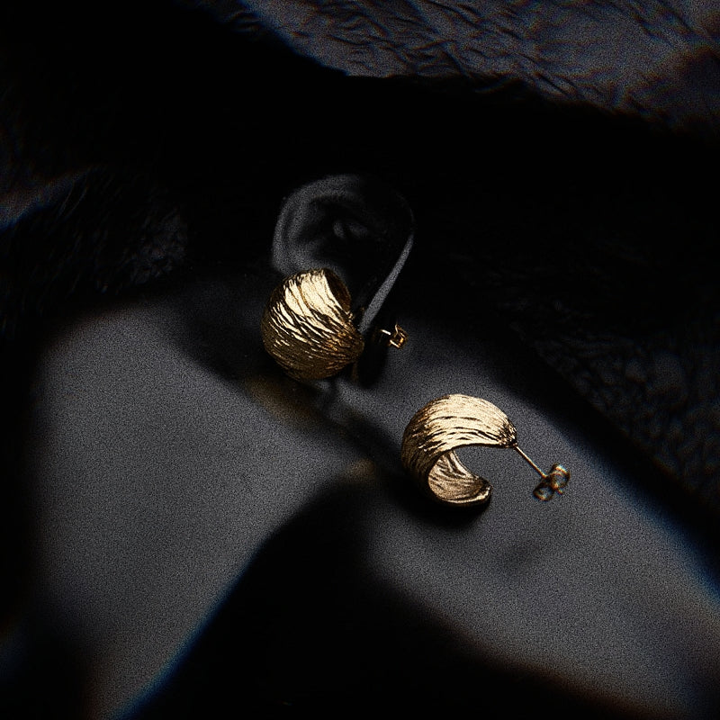 Gold Plated Textured Earring Studs Lucy