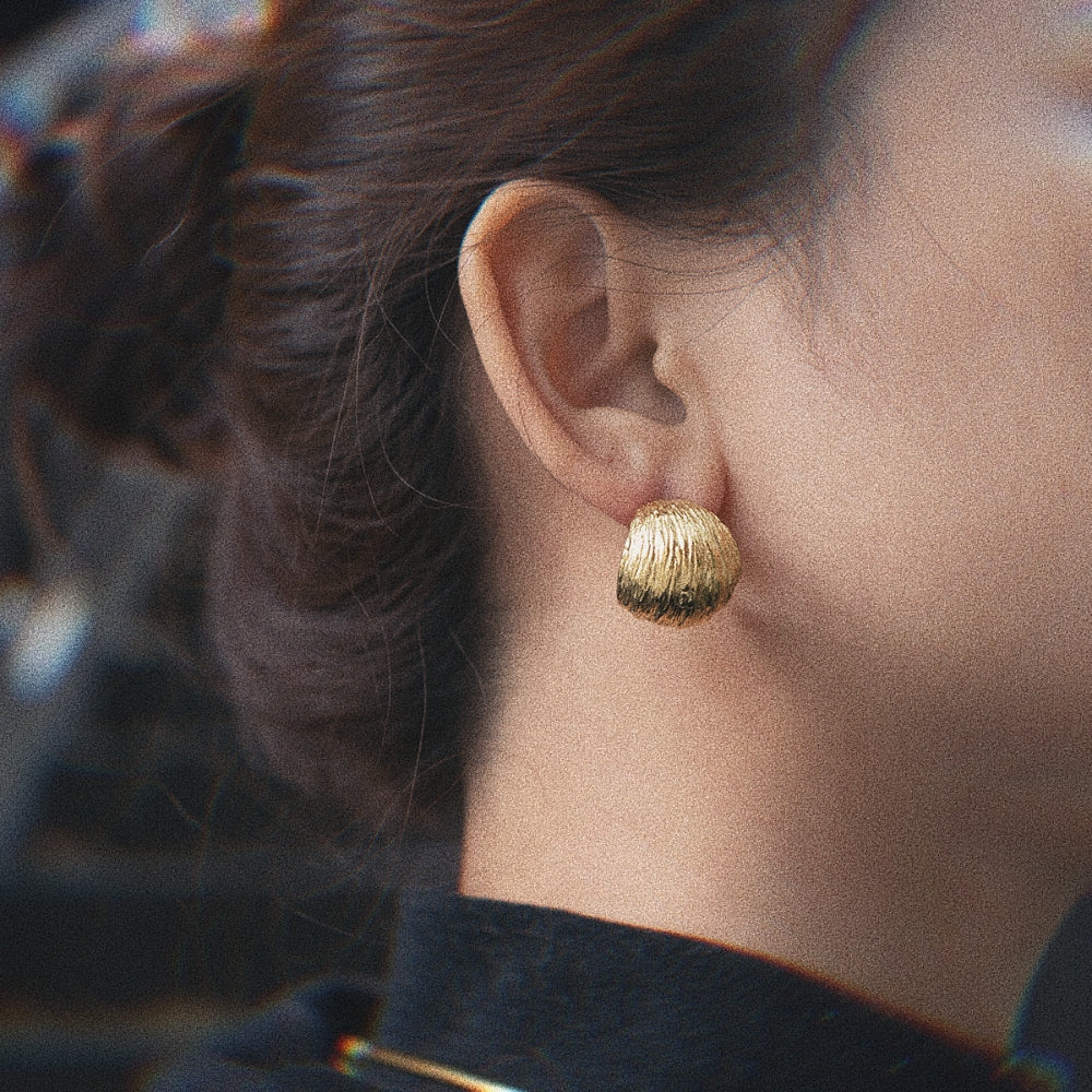 Gold Plated Textured Earring Studs Lucy