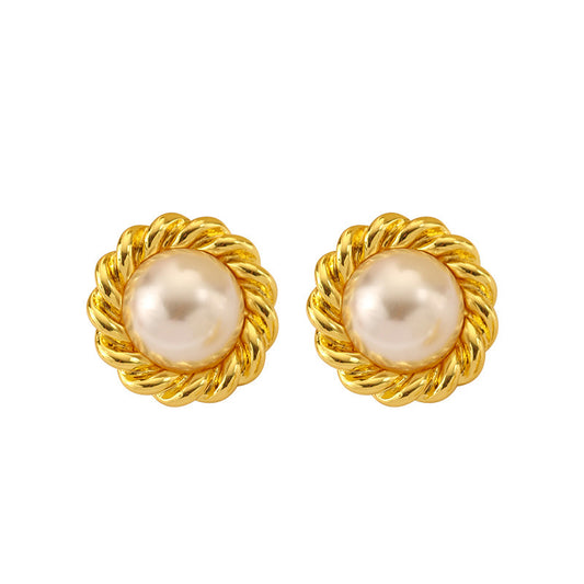 Twisted Rope Earrings with Mabel Pearl Centers Maya product image with white background