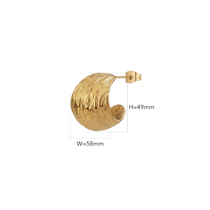 Gold Plated Textured Earring Studs Lucy Size