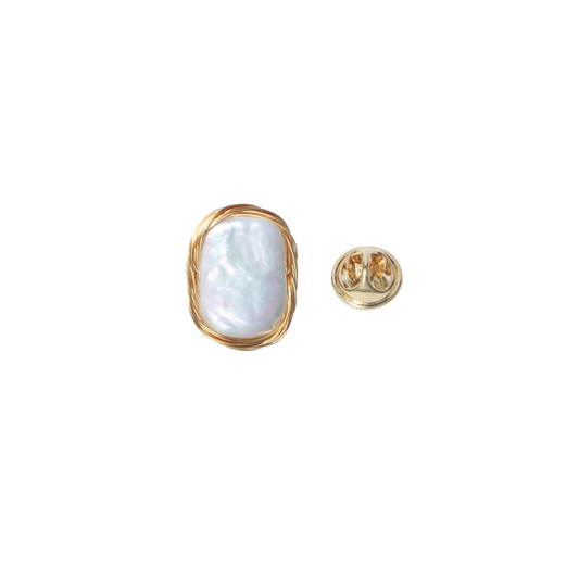 Rectangular Baroque Pearl Brooch Quinn product image with white background
