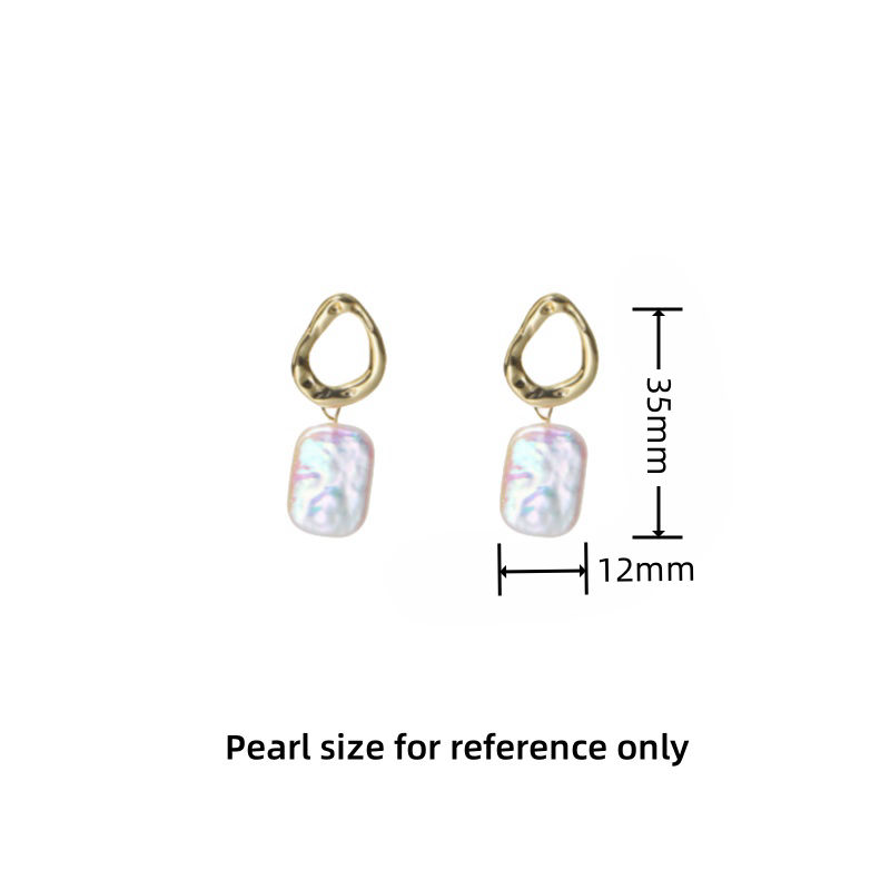 Square Baroque Freshwater Pearl Earrings Freya sizing