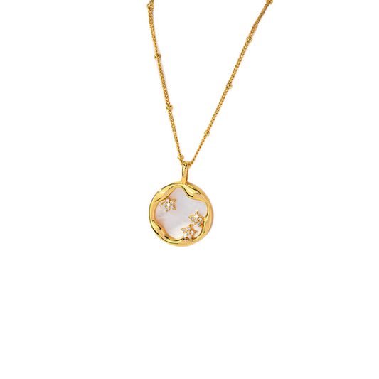 Starry Mother of Pearl Pendant Necklace Laura