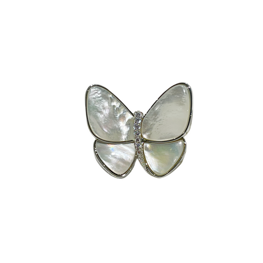 Butterfly Mother of Pearl Brooch Gloria white background