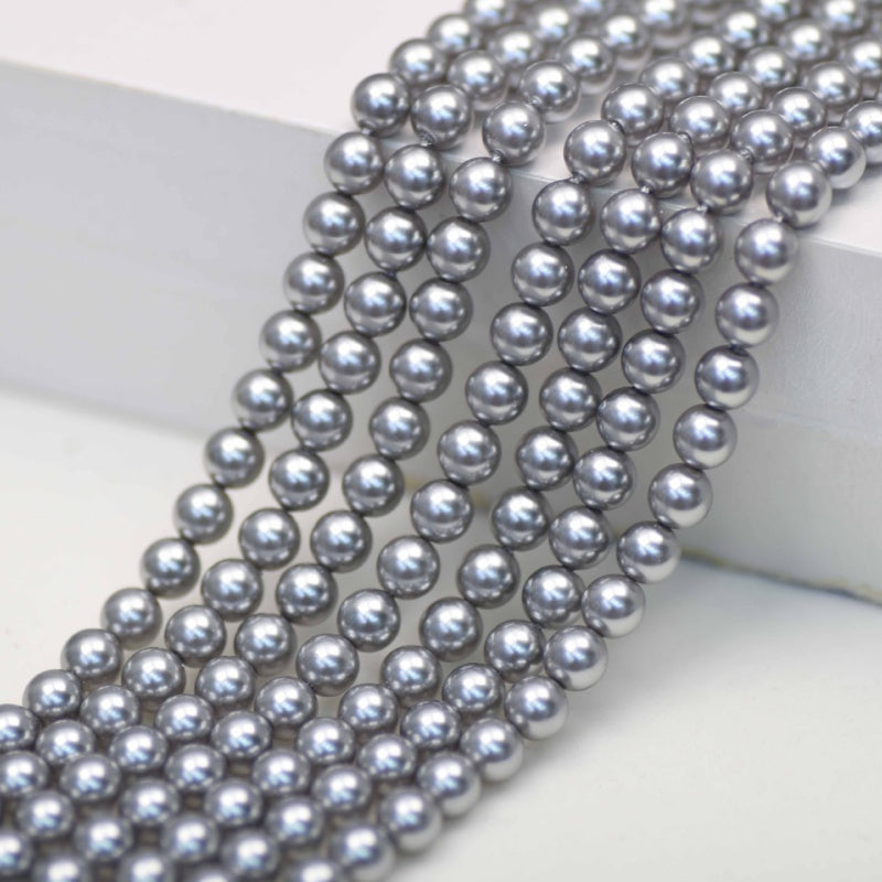 Loose Grey Glass Pearl Beads