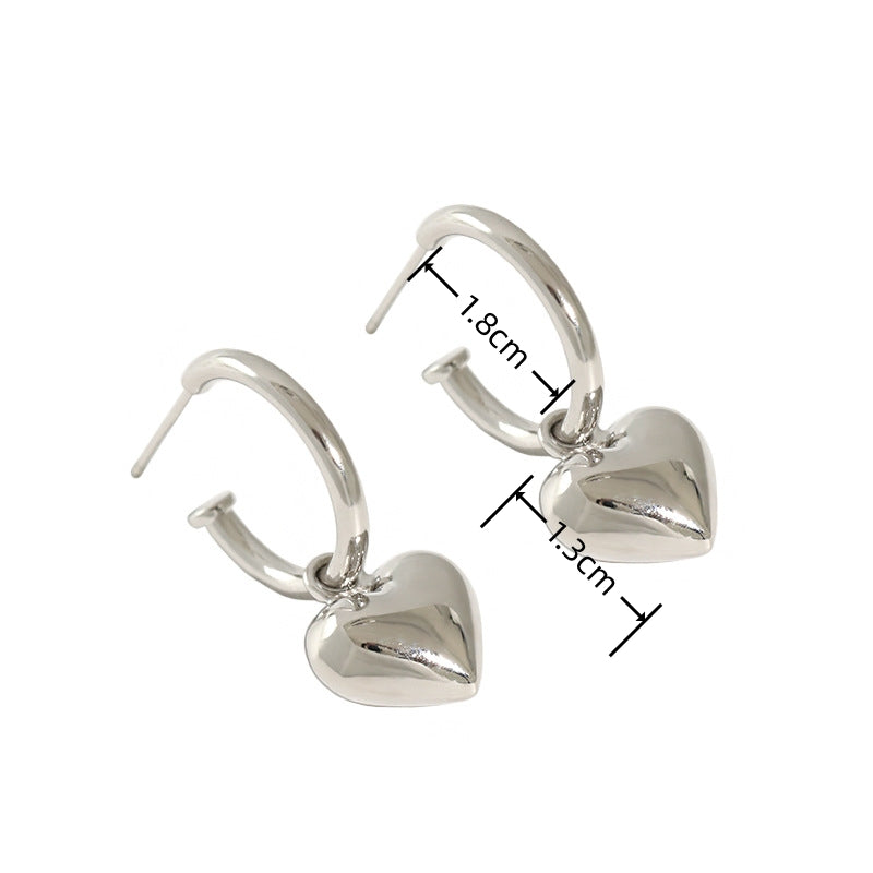 Sterling Silver Heart Drop Earrings Leona size indicator image