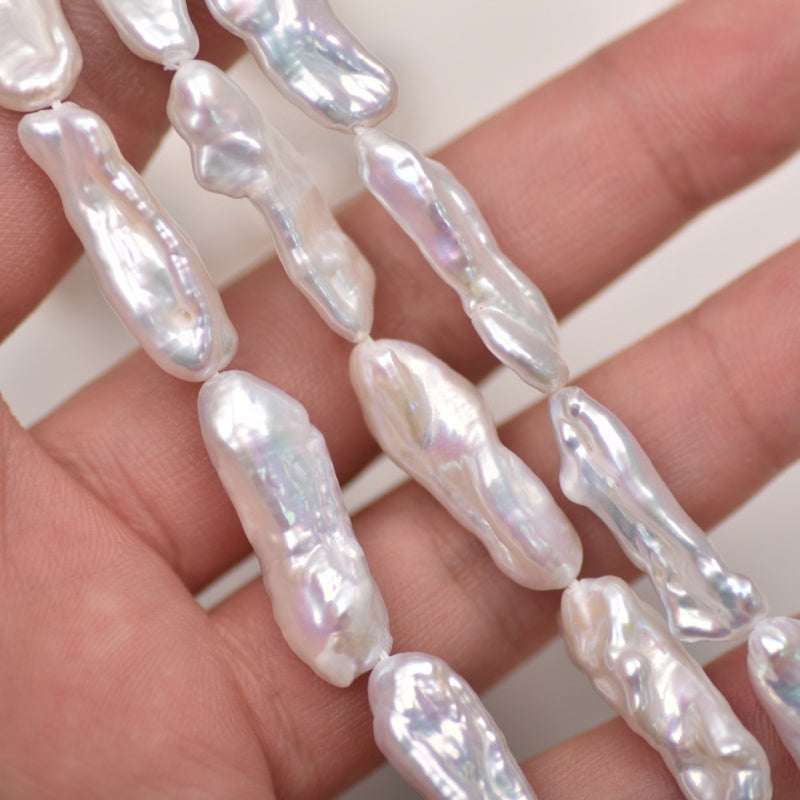 Loose Long Baroque Biwa Pearl Beads 3 Strands