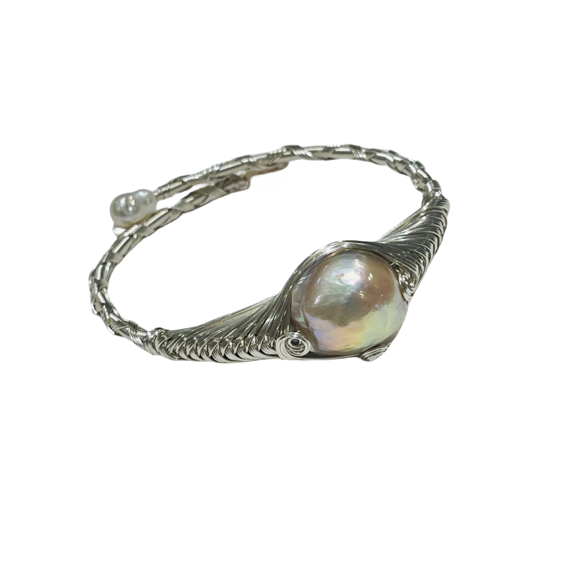 Chunky Baroque Pearl Bracelet Open End Silvia C